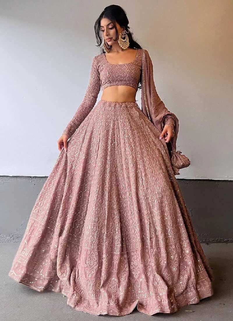 Ynf Faux Georgette RIN162 Lucknowi Lehengas Wholesale Designer Lehenga Georgette Lehenga Sequins Lehenga Manufacturer