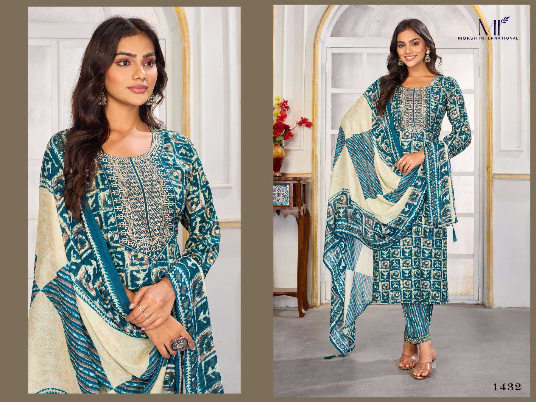 Ynf Chanderi Soft KESH530 MOKSH GORI 1431 Kurti Plus Size Collections Wholesale Printed Kurtis Kurti Bottom With Dupatta Embroidered Kurtis Manufacturer