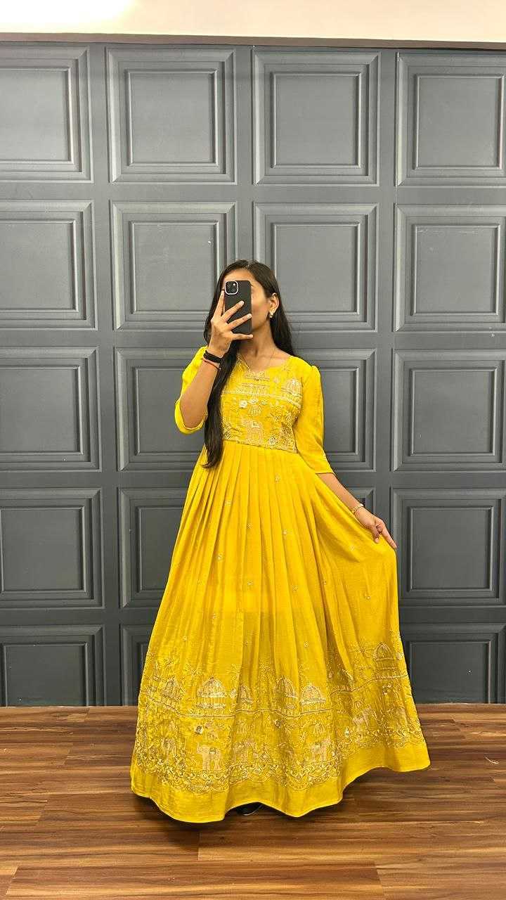 Ynf Chinon Silk KESH619 JIYA Gowns Festive Collections Wholesale Party Wear Gowns Silk Gowns Sequin Gowns Manufacturer