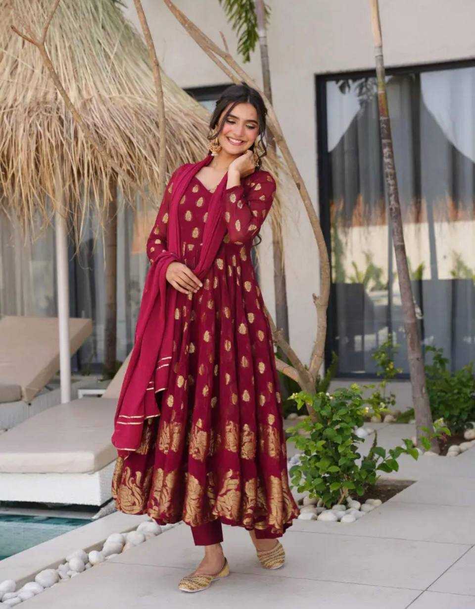 Ynf Faux Georgette KESH523 299 Gowns Wholesale Embroidery Gowns Party Wear Gowns Designer Gowns Manufacturer