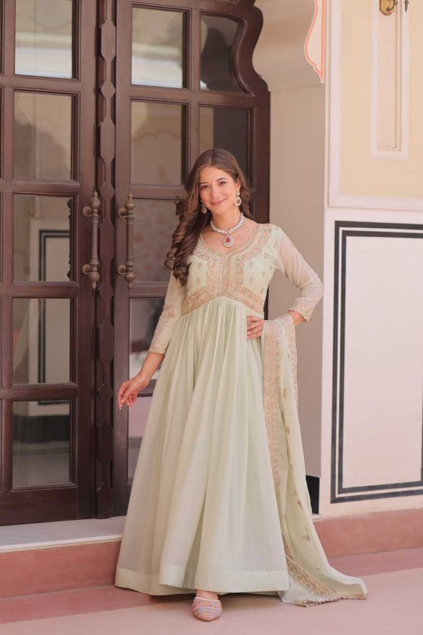 Ynf Georgette KESH530 VARTIKA Gowns Festive Collections Wholesale Georgette Gown Embroidered Gown Gown With Dupatta Manufacturer