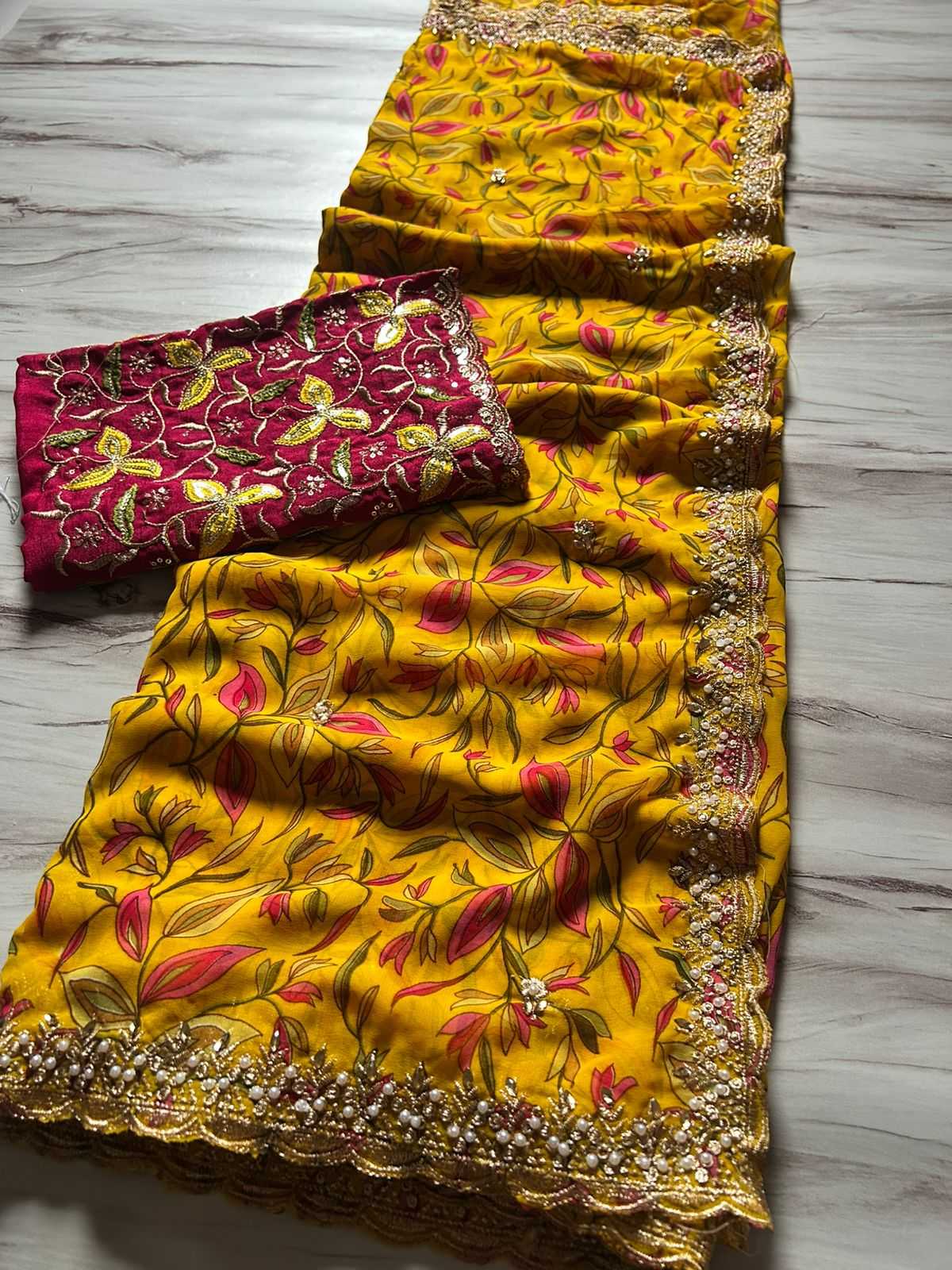 Ynf Georgette KESH622 print Sarees Wholesale Georgette Sarees Embroidered Sarees Printed Georgette Saree Manufacturer