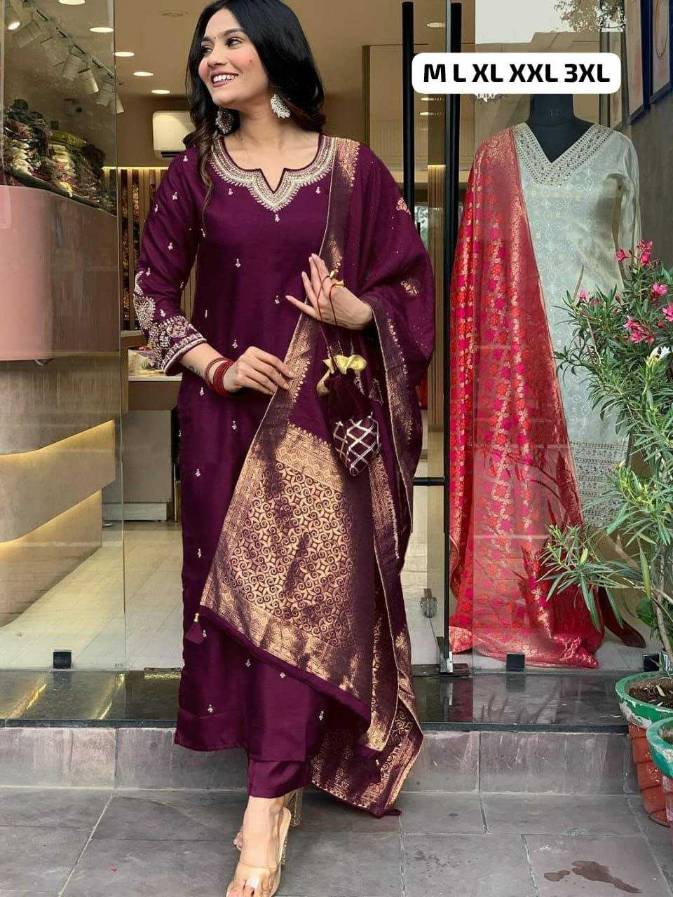 Ynf Heavy Roman Silk KESH613 113 Suits & Dresses Plus Size Collections Wholesale Embroidery Suits Zari Work Suit Designer Suits Manufacturer