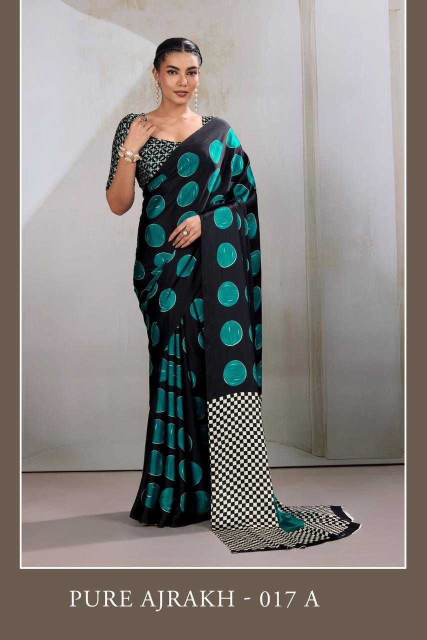 Ynf Satin KESH530 Rajtex Ajrakh 017 Sarees Wholesale Designer Sarees Party Wear Sarees Ajrakh Sarees Manufacturer