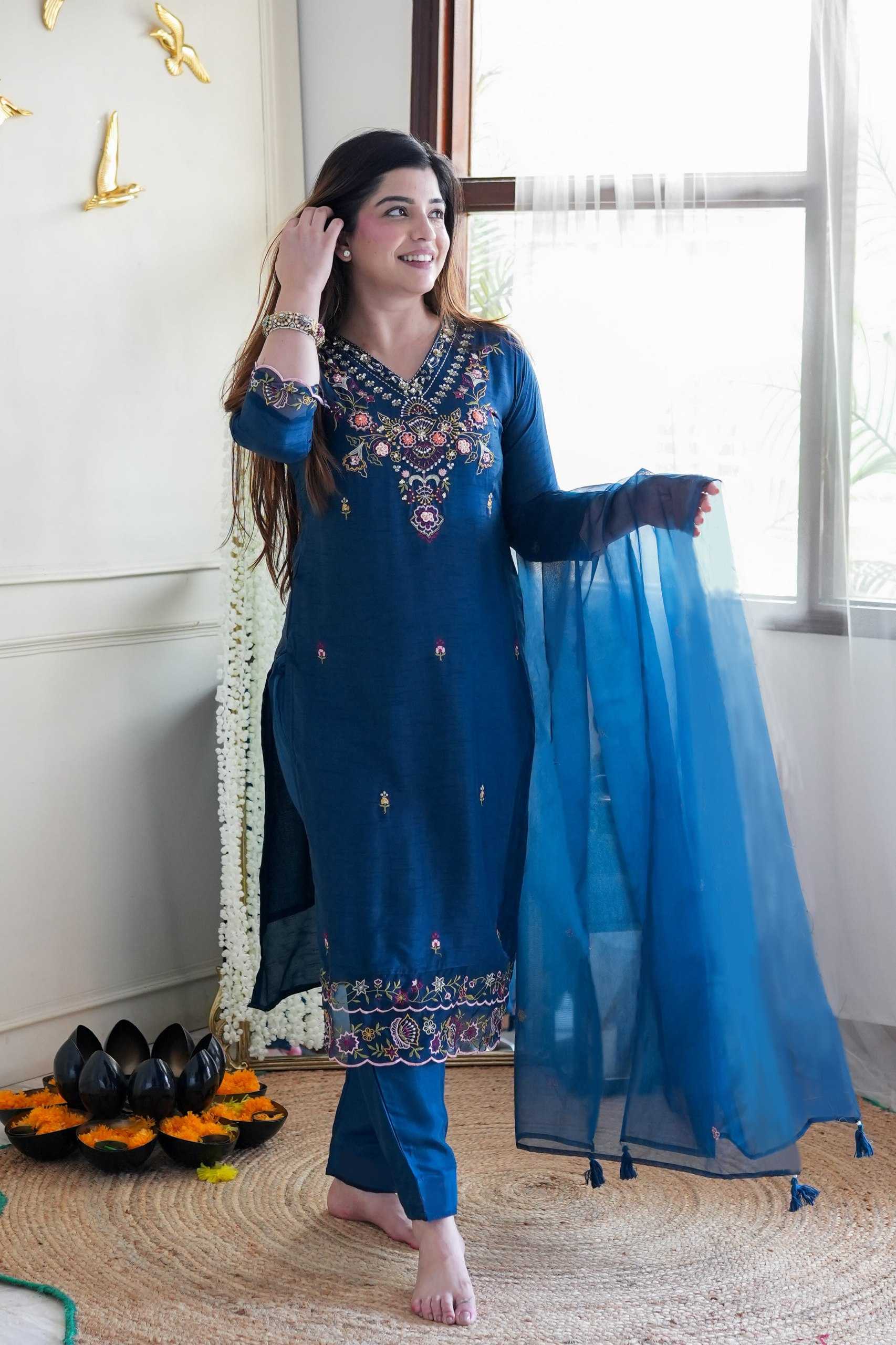 Ynf Vichitra Silk KESH334 Magic Suits & Dresses Wholesale Ladies Suits Embroidery Suits Party wear suits Manufacturer