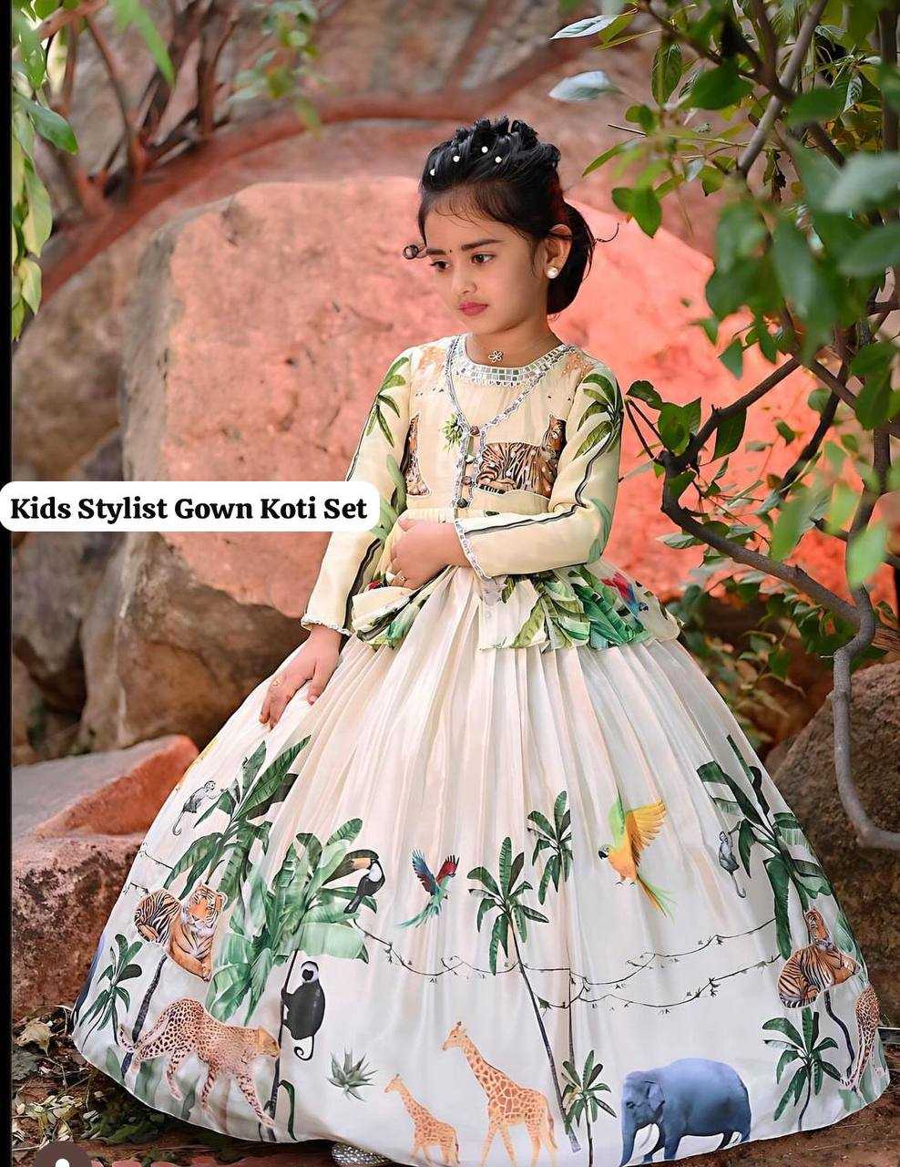 YNF CHINON SILK ROC 183 KIDS WEAR WHOLESALE KIDS GOWNS MANUFACTURER