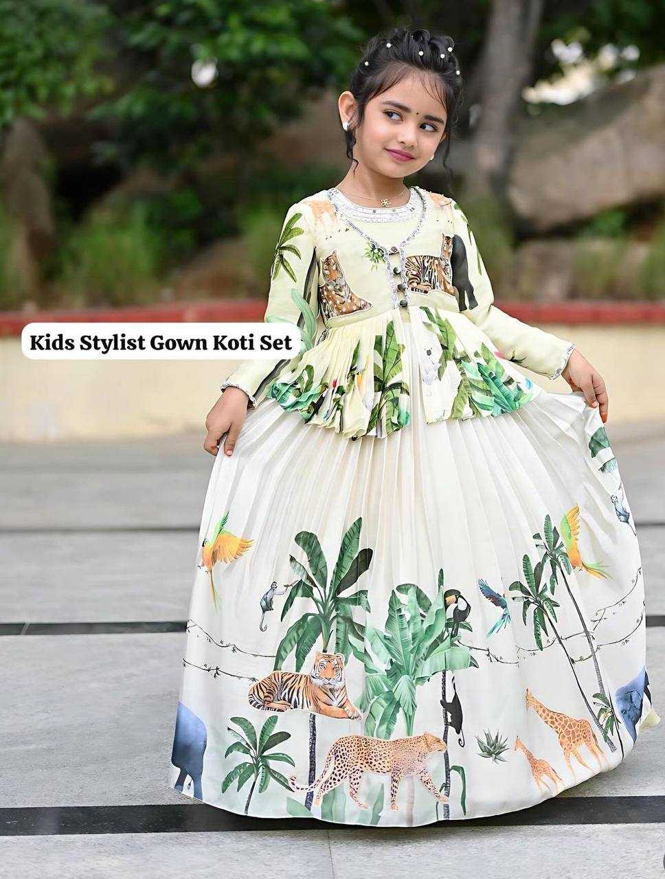 YNF CHINON SILK ROC 183 KIDS WEAR WHOLESALE KIDS GOWNS MANUFACTURER