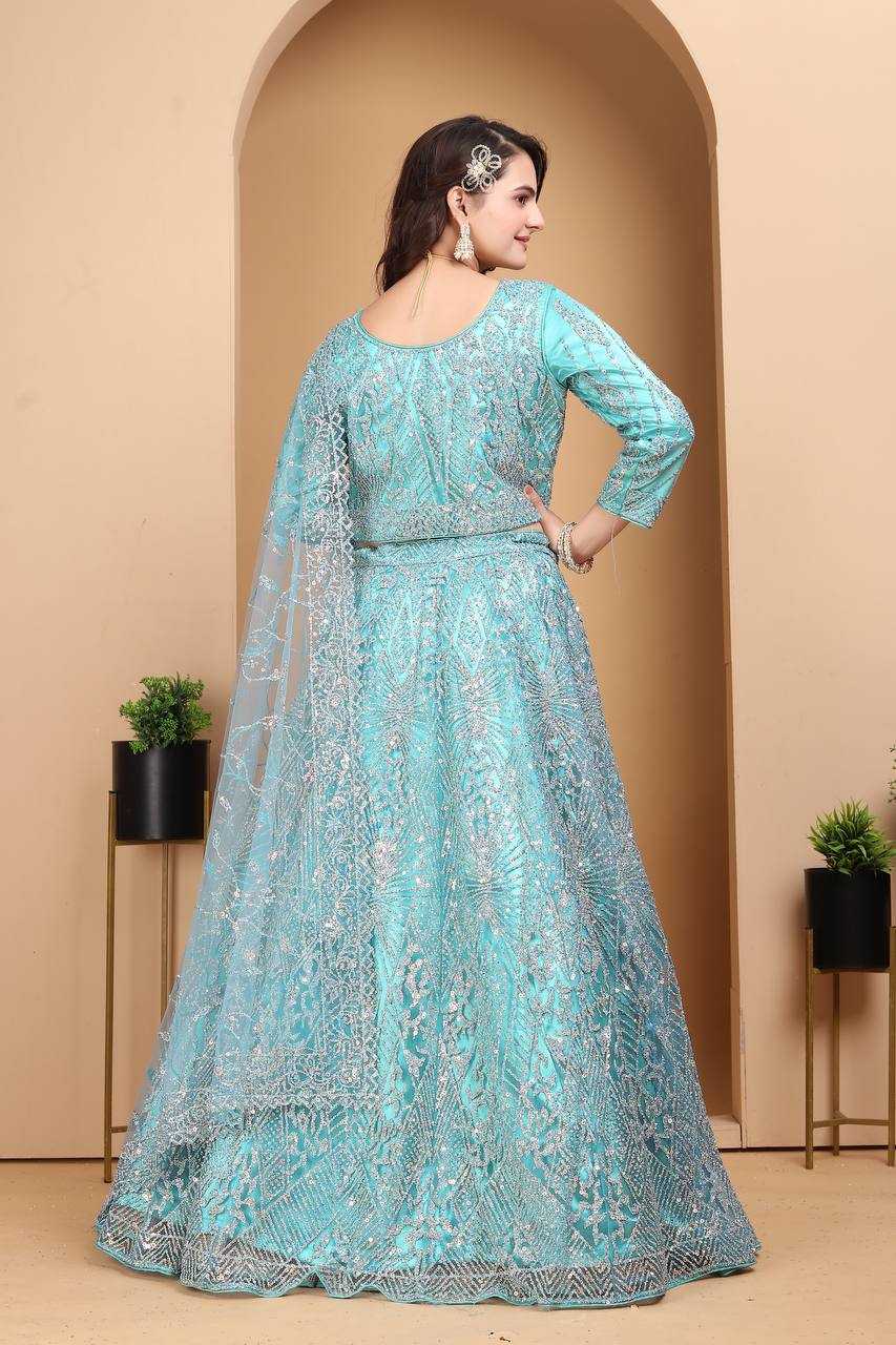 YNF NET RIN114 5027 LEHENGAS WHOLESALE DESIGNER FANCY NET FANCY EMBROIDERED LEHENGAS MANUFACTURER