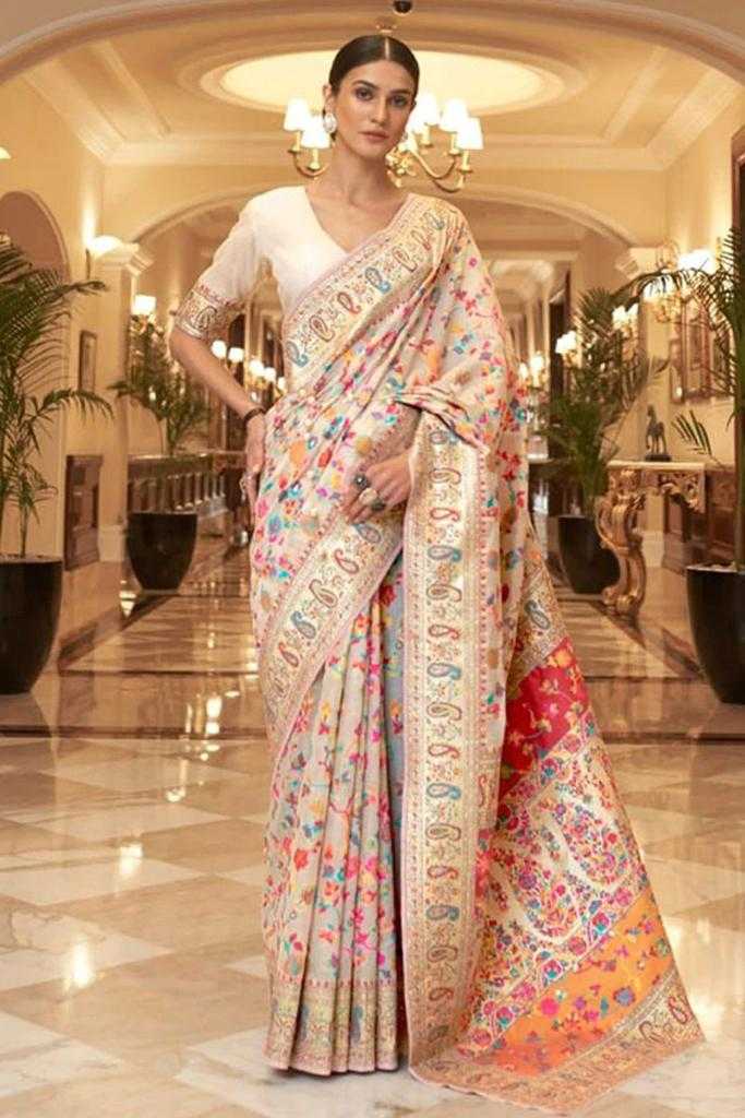 YNF PAITHANI SILK RHO WHITE GOLD SILK SAREES WHOLESALE PAITHANI SOFT SILK TRADITIONAL SAREES MANUFACTURER