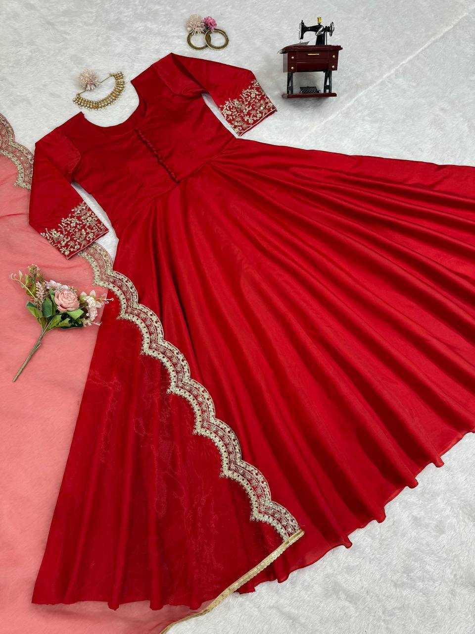 YNF TAPETA SILK RIN169 5751 GOWNS WHOLESALE LONG EMBROIDERY WORK GOWNS MANUFACTURER