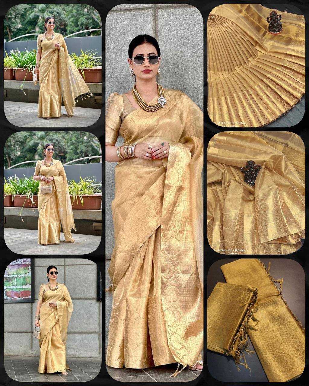 YNF TISSUE SILK RVR GOPI-TISSUE SILK SILK SAREES WHOLESALE TISSUE SILK PLAIN SOLID SAREES MANUFACTURER