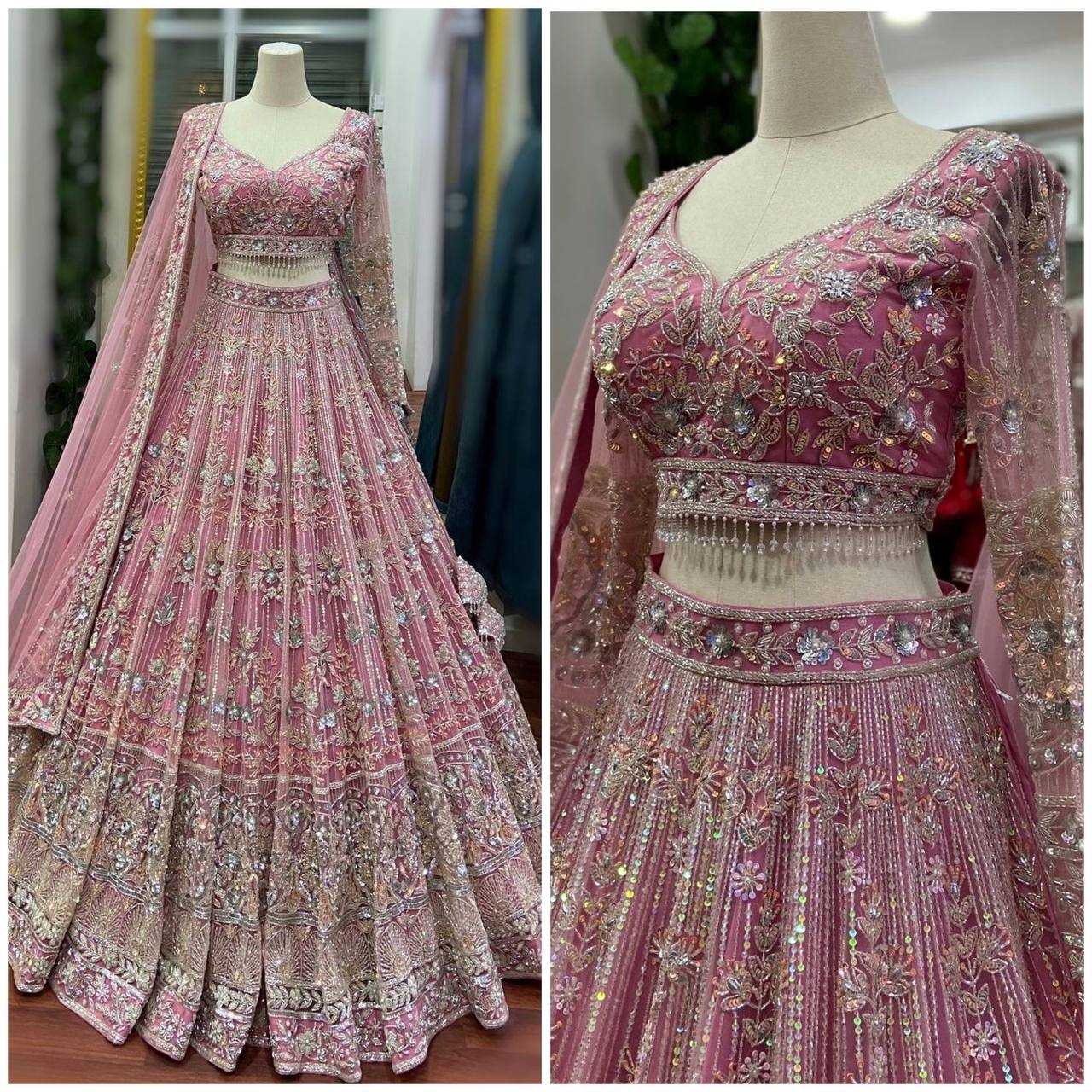 YNF BUTTERFLY NET RIN108 1652 LEHENGAS WHOLESALE WEDDING NET FANCY EMBROIDERED LEHENGAS MANUFACTURER