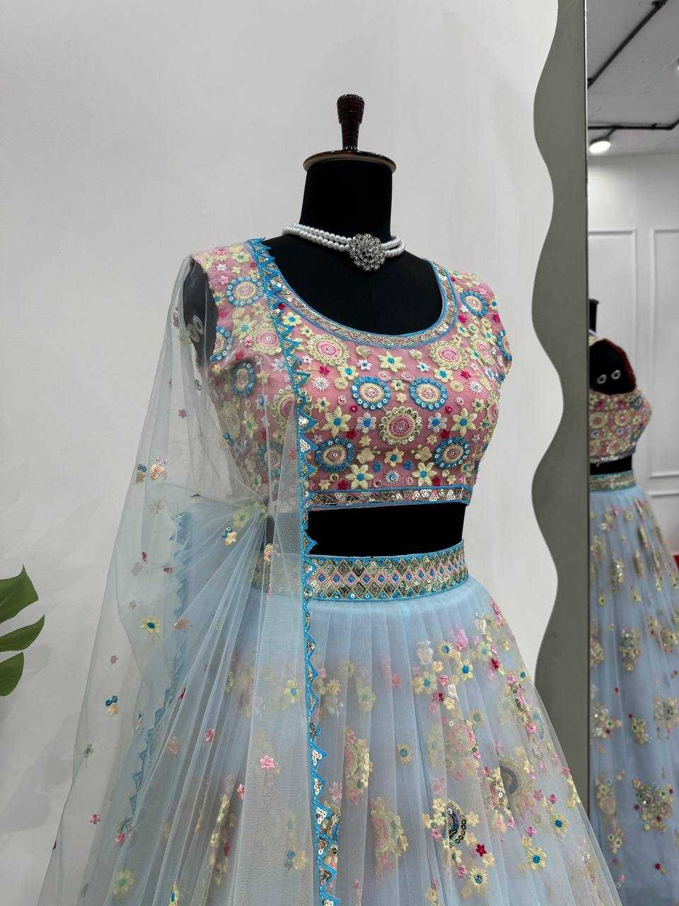 YNF BUTTERFLY NET RIN162 289 LEHENGAS WHOLESALE NET FANCY LEHENGAS FANCY EMBROIDERED LEHENGAS MANUFACTURER