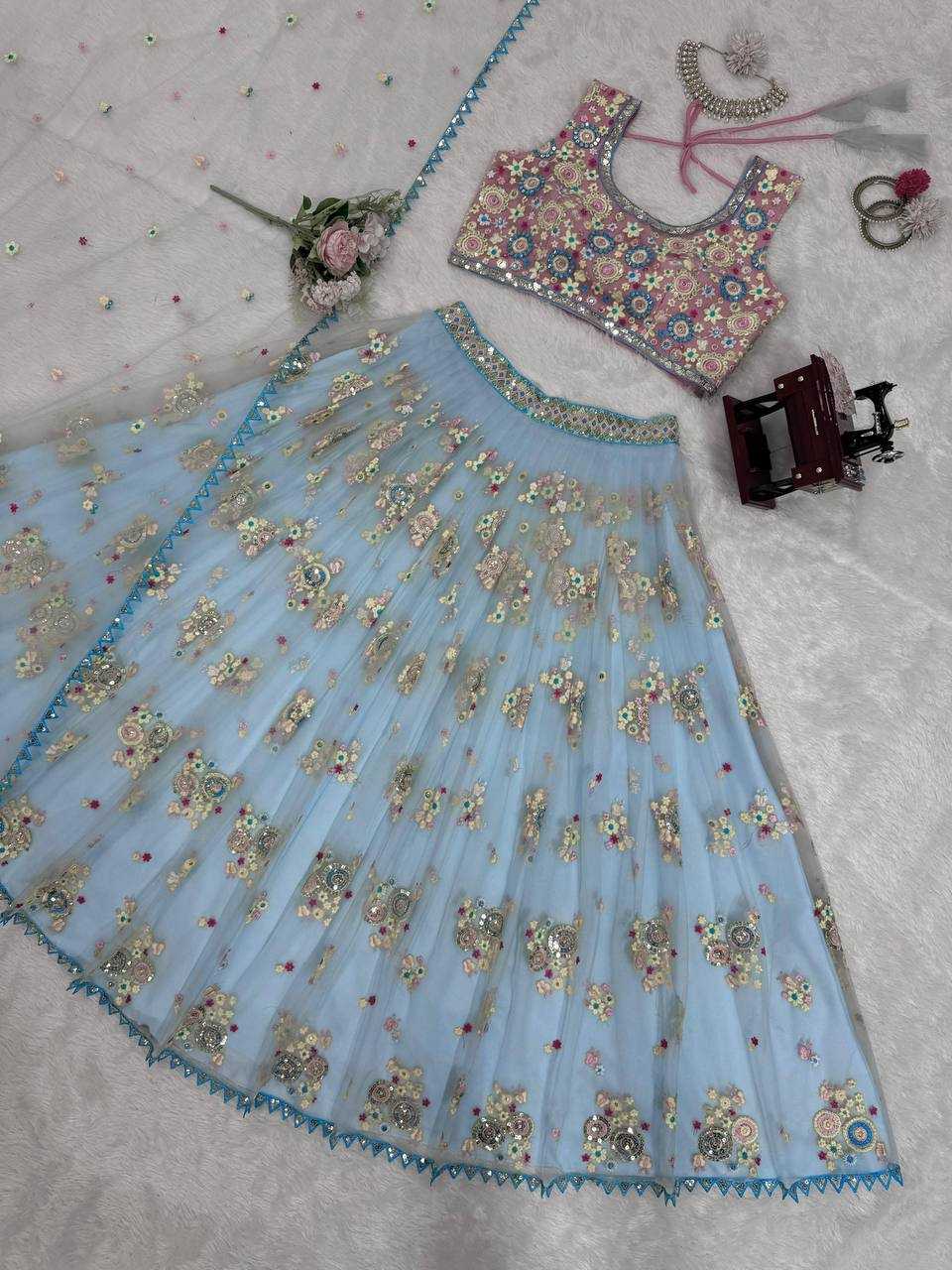 YNF BUTTERFLY NET RIN162 289 LEHENGAS WHOLESALE NET FANCY LEHENGAS FANCY EMBROIDERED LEHENGAS MANUFACTURER