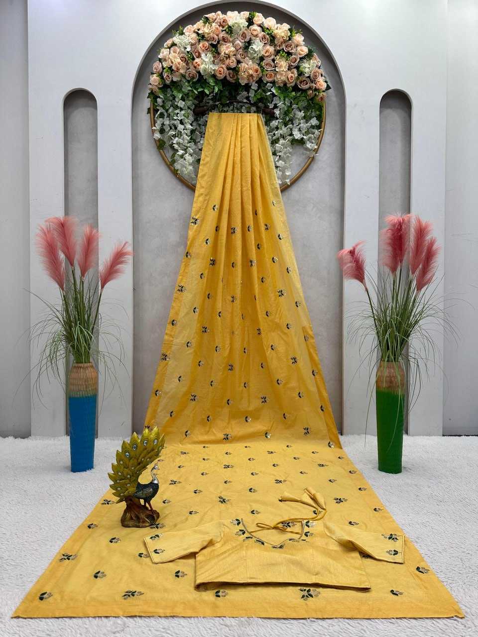 YNF CHANDERI SILK RIN133 484 SAREES WHOLESALE FANCY SEQUENCE CHANDERI SAREES MANUFACTURER