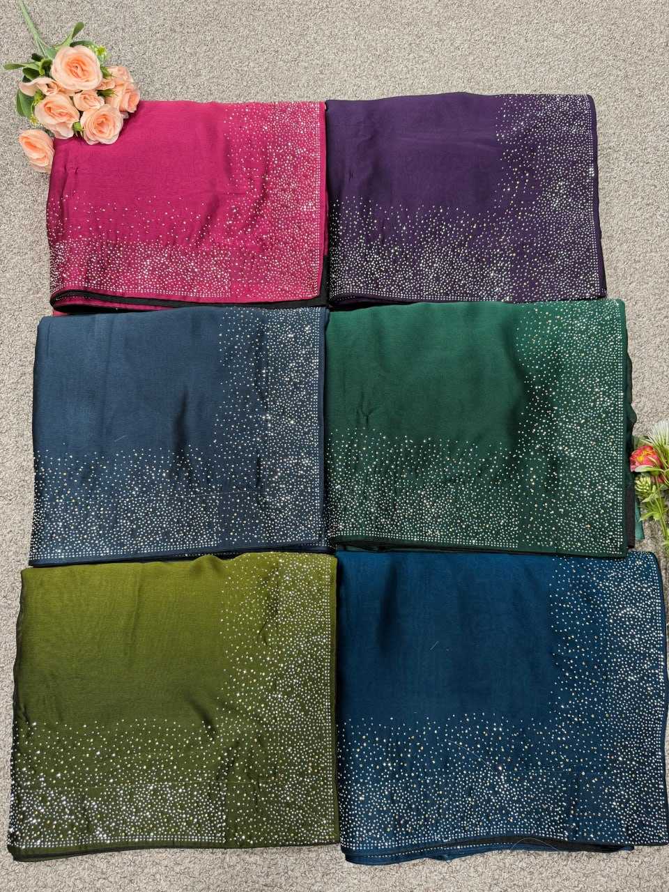 YNF CHIFFON KESH130 CRYSTALSHINE SAREES WHOLESALE PARTY WEAR HALF CHIFFON HALF AND HALF SAREES MANUFACTURER