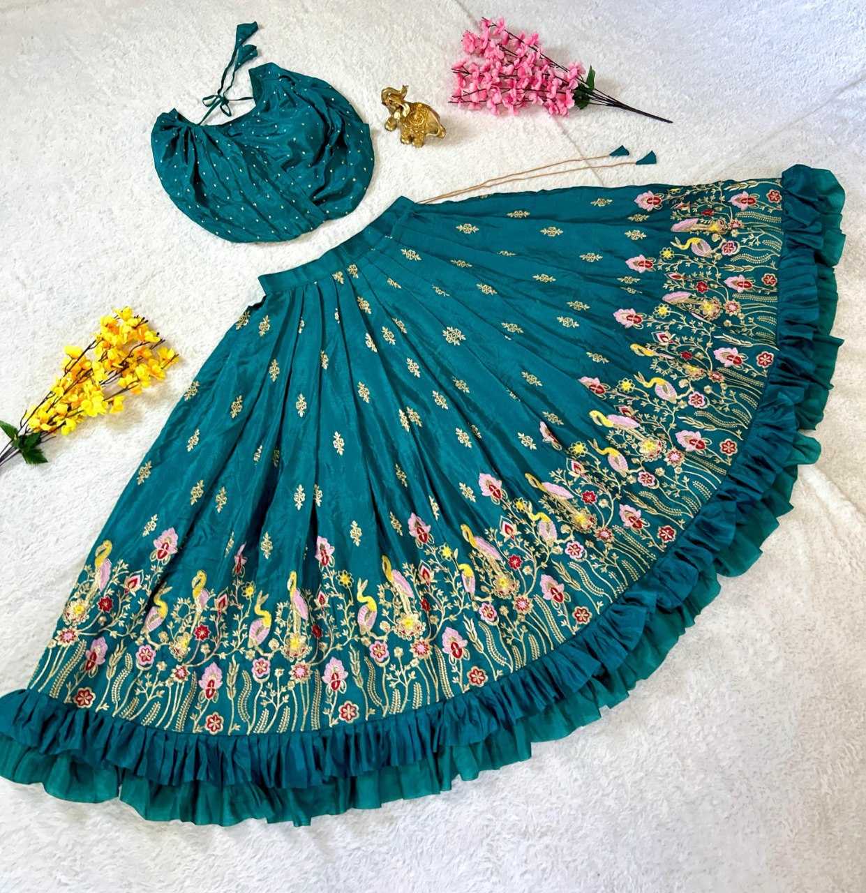 YNF CHINON SILK KESH108 5570 LEHENGAS WHOLESALE EMBROIDERED FANCY TRADITIONAL LEHENGAS MANUFACTURER