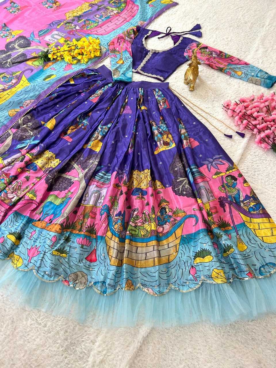 YNF CHINON SILK KESH108 5579 LEHENGAS WHOLESALE KALAMKARI FANCY TRADITIONAL LEHENGAS MANUFACTURER