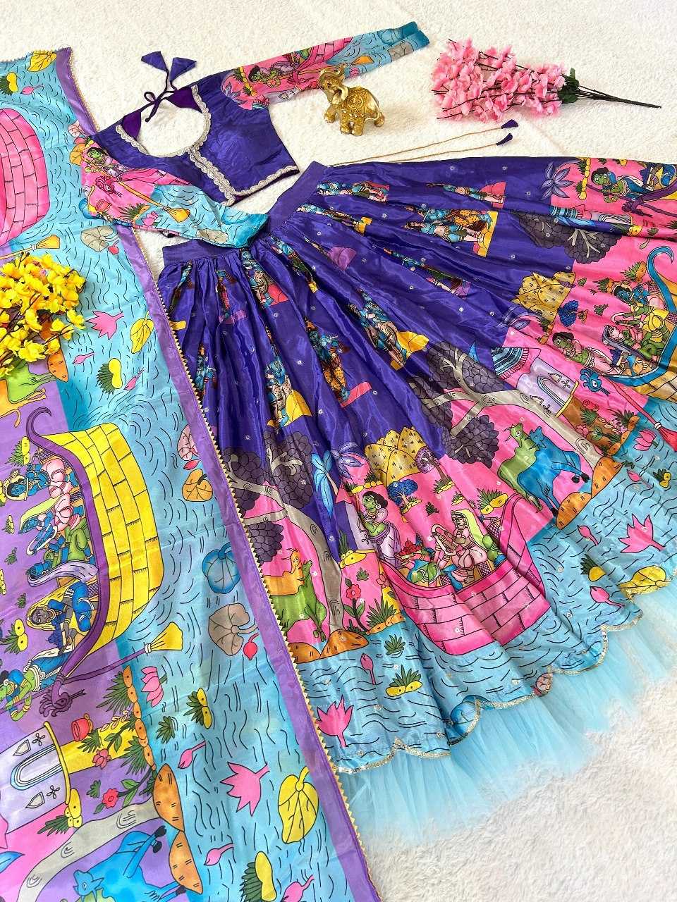 YNF CHINON SILK KESH108 5579 LEHENGAS WHOLESALE KALAMKARI FANCY TRADITIONAL LEHENGAS MANUFACTURER