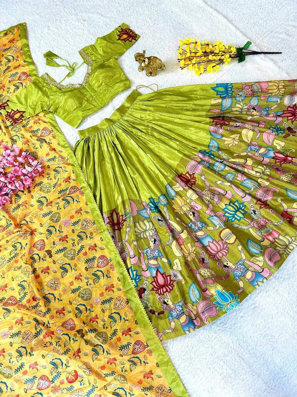 YNF CHINON SILK KESH108 5584 LEHENGAS WHOLESALE KALAMKARI FANCY TRADITIONAL LEHENGAS MANUFACTURER