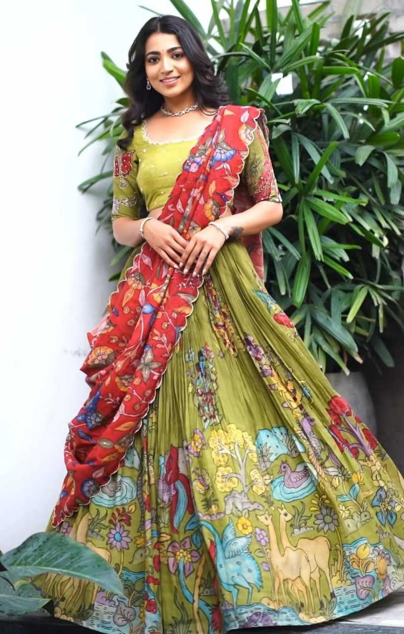 YNF CHINON SILK KESH108 5586 LEHENGAS WHOLESALE KALAMKARI FANCY TRADITIONAL LEHENGAS MANUFACTURER