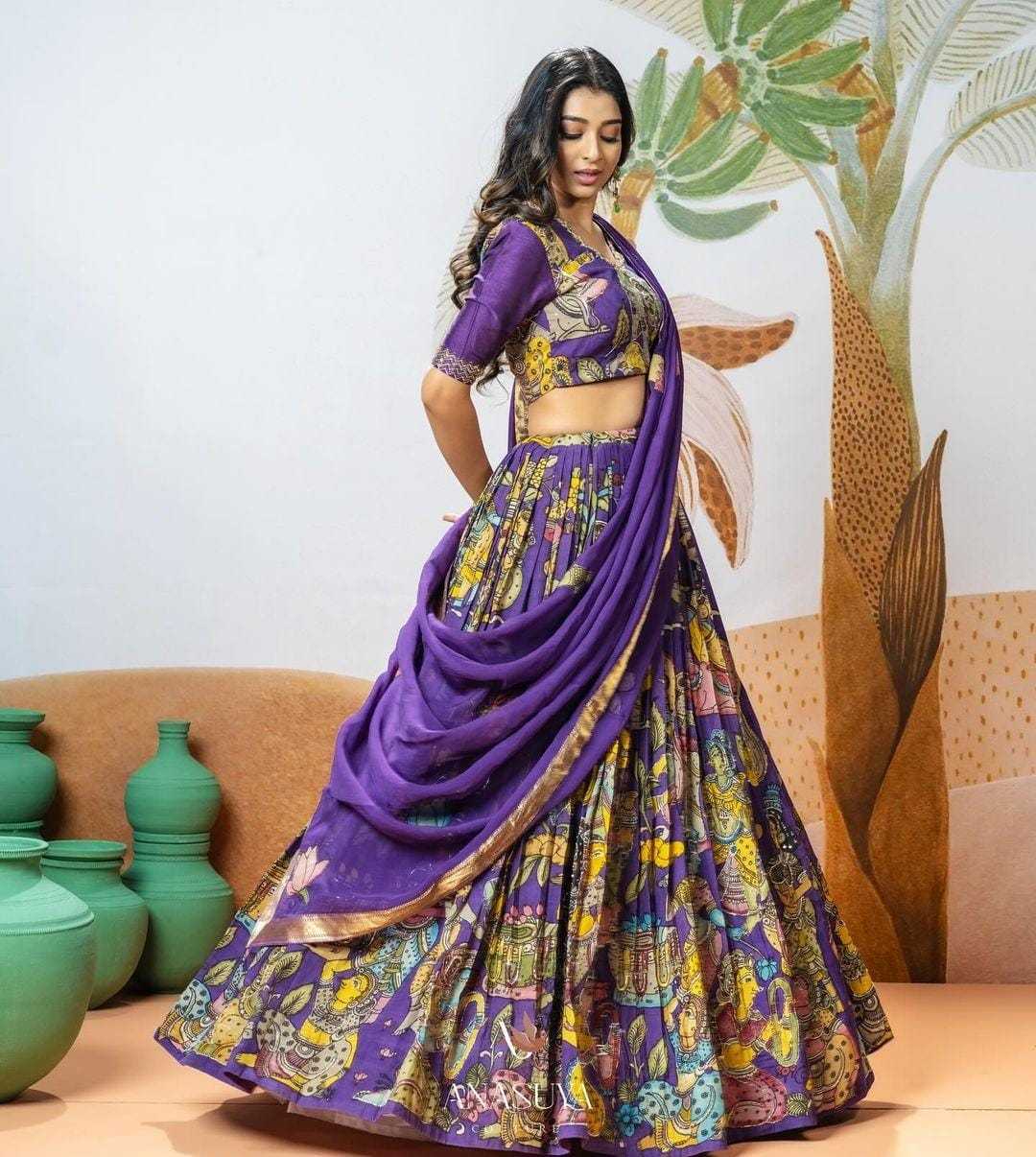 YNF CHINON SILK KESH108 5587 LEHENGAS WHOLESALE KALAMKARI FANCY TRADITIONAL LEHENGAS MANUFACTURER