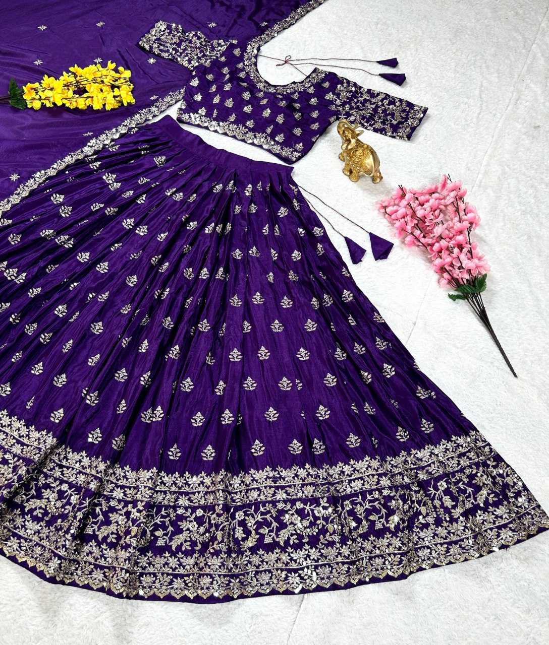 YNF CHINON SILK KESH108 5604 LEHENGAS WHOLESALE DESIGNER TRADITIONAL EMBROIDERED LEHENGAS MANUFACTURER