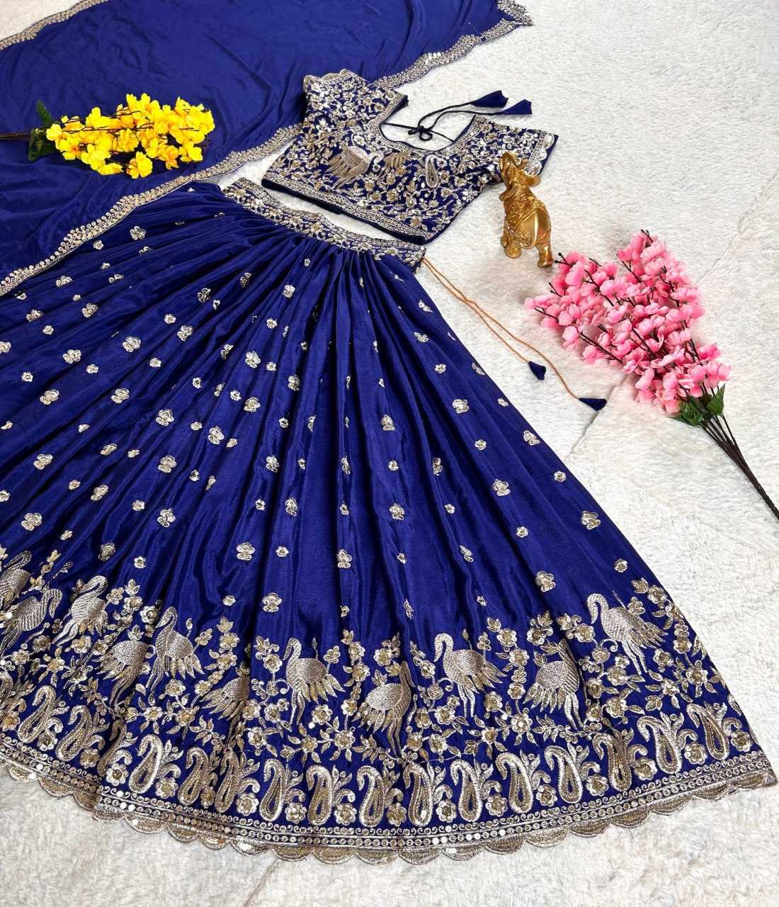 YNF CHINON SILK KESH108 5609 LEHENGAS WHOLESALE TRADITIONAL SILK WEDDING EMBROIDERED LEHENGAS MANUFACTURER