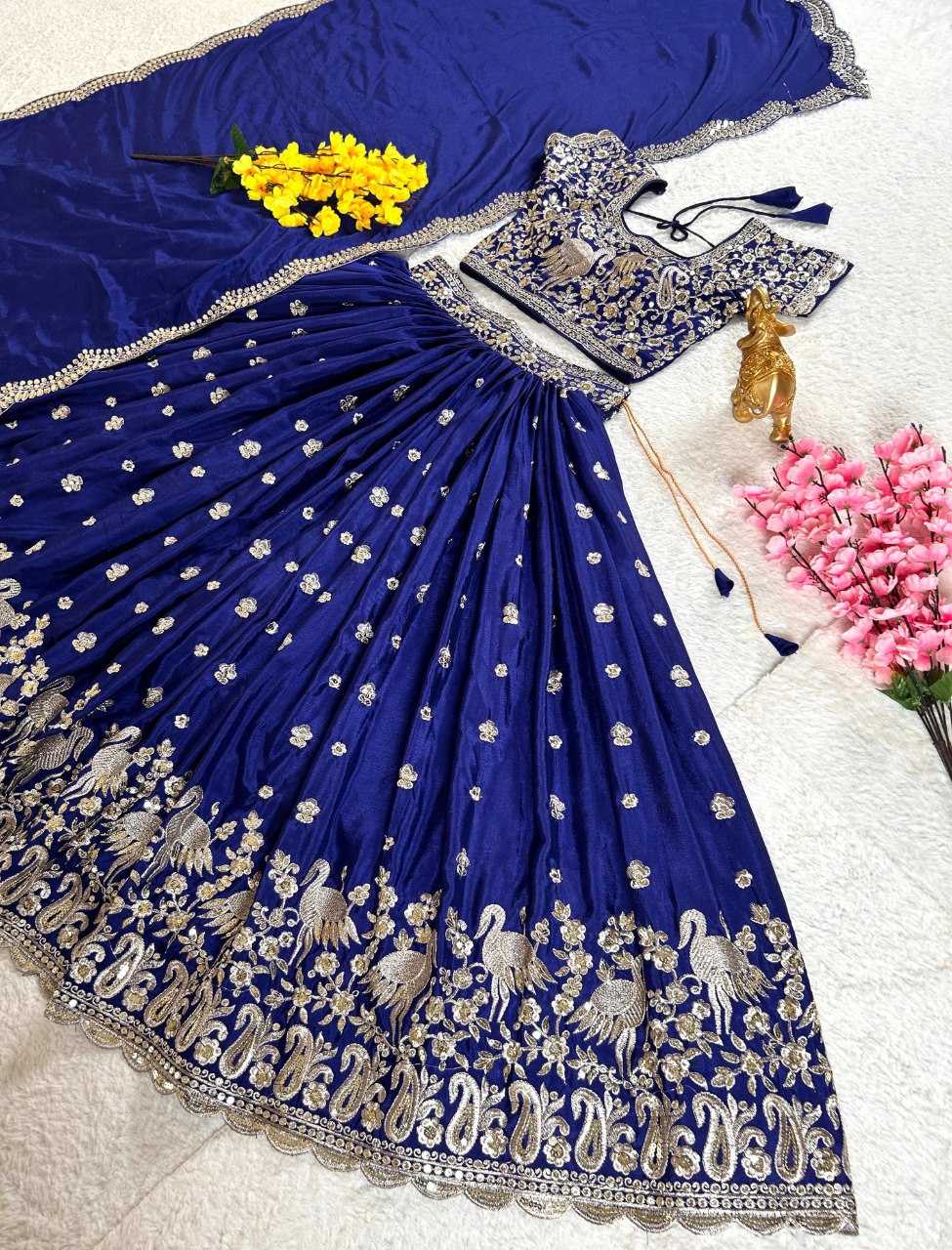 YNF CHINON SILK KESH108 5609 LEHENGAS WHOLESALE TRADITIONAL SILK WEDDING EMBROIDERED LEHENGAS MANUFACTURER