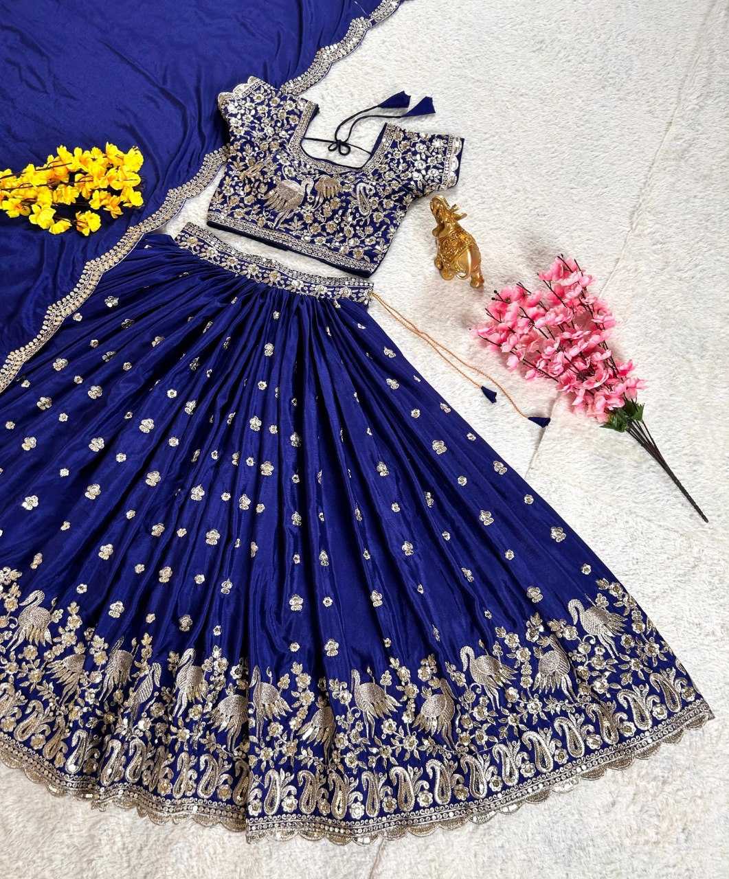 YNF CHINON SILK KESH108 5609 LEHENGAS WHOLESALE TRADITIONAL SILK WEDDING EMBROIDERED LEHENGAS MANUFACTURER