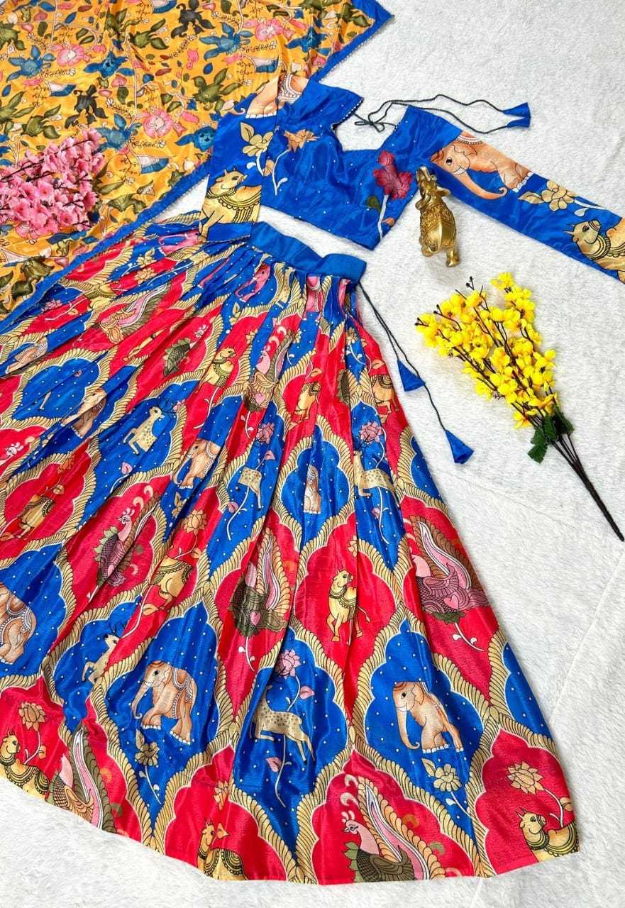 YNF CHINON SILK KESH108 5613 LEHENGAS WHOLESALE KALAMKARI TRADITIONAL SILK PRINTED LEHENGAS MANUFACTURER