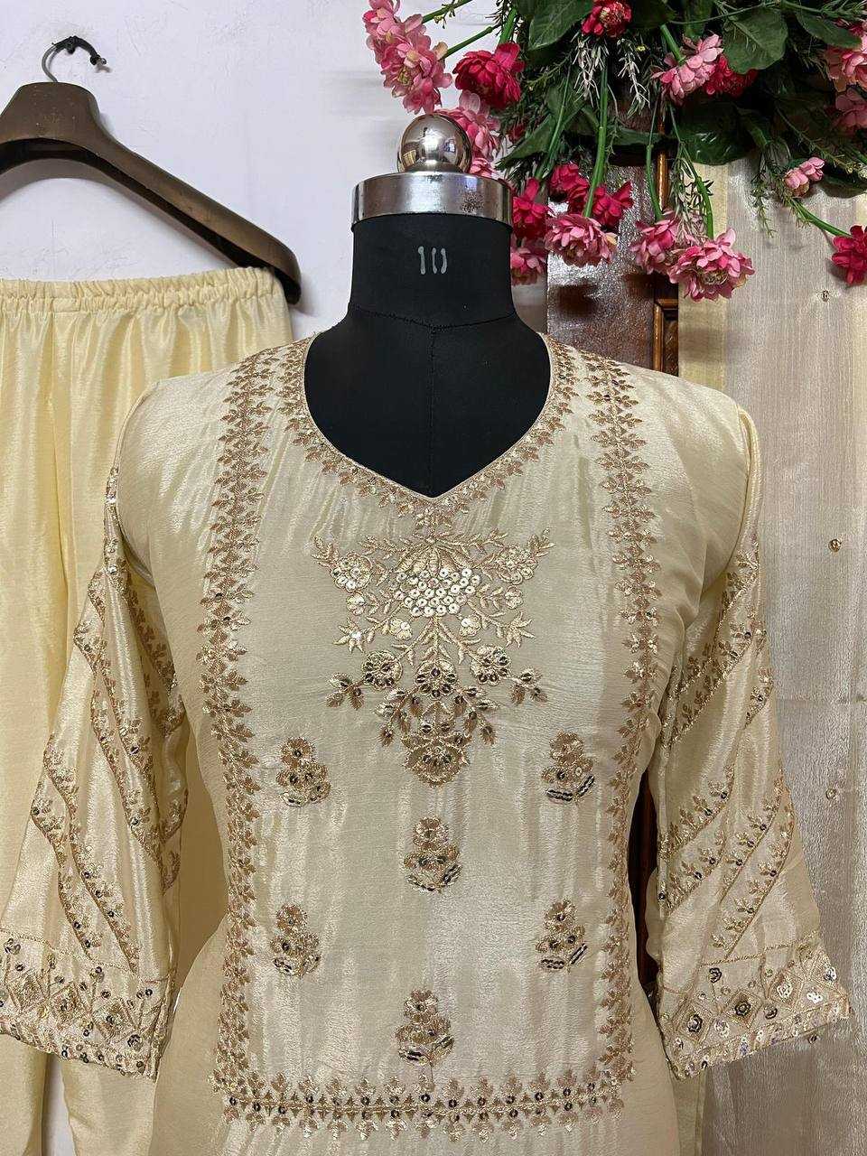 YNF CHINON SILK KESH149 1245 SUITS & DRESSES WHOLESALE EMBROIDERY PALAZZO LADIES SILK ZARI WORK PAKISTANI SUITS MANUFACTURER