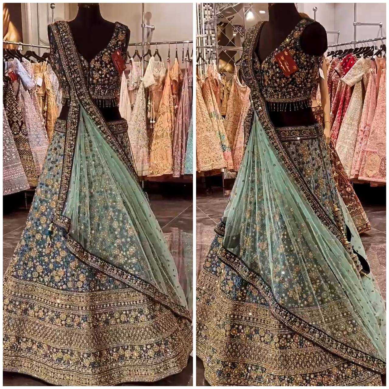 YNF CHINON SILK RIN108 1641 LEHENGAS WHOLESALE DESIGNER TRADITIONAL EMBROIDERED LEHENGAS MANUFACTURER