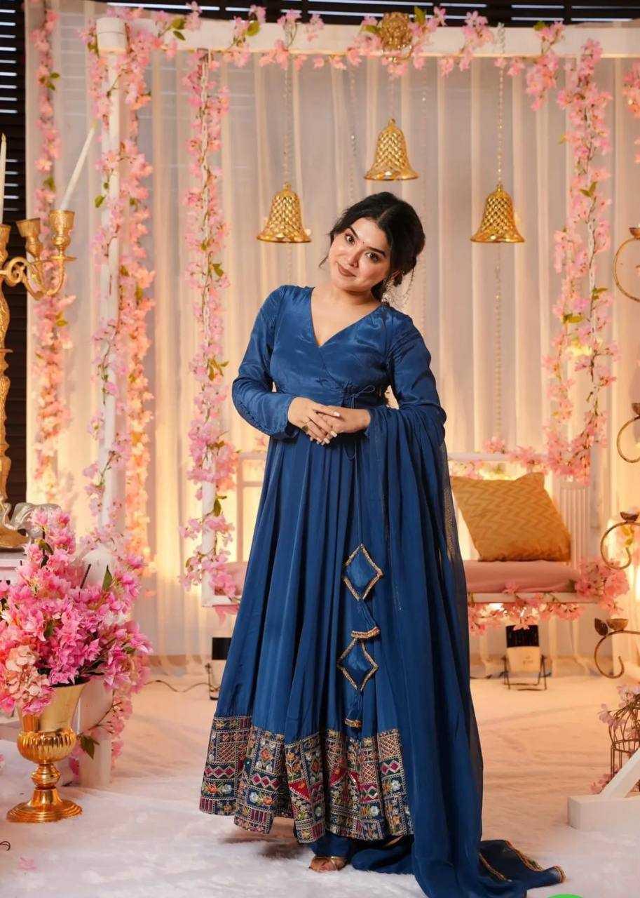 YNF FAUX GEORGETTE KESH122 492 GOWNS WHOLESALE EMBROIDERY ANARKALI LONG GEORGETTE GOWNS MANUFACTURER