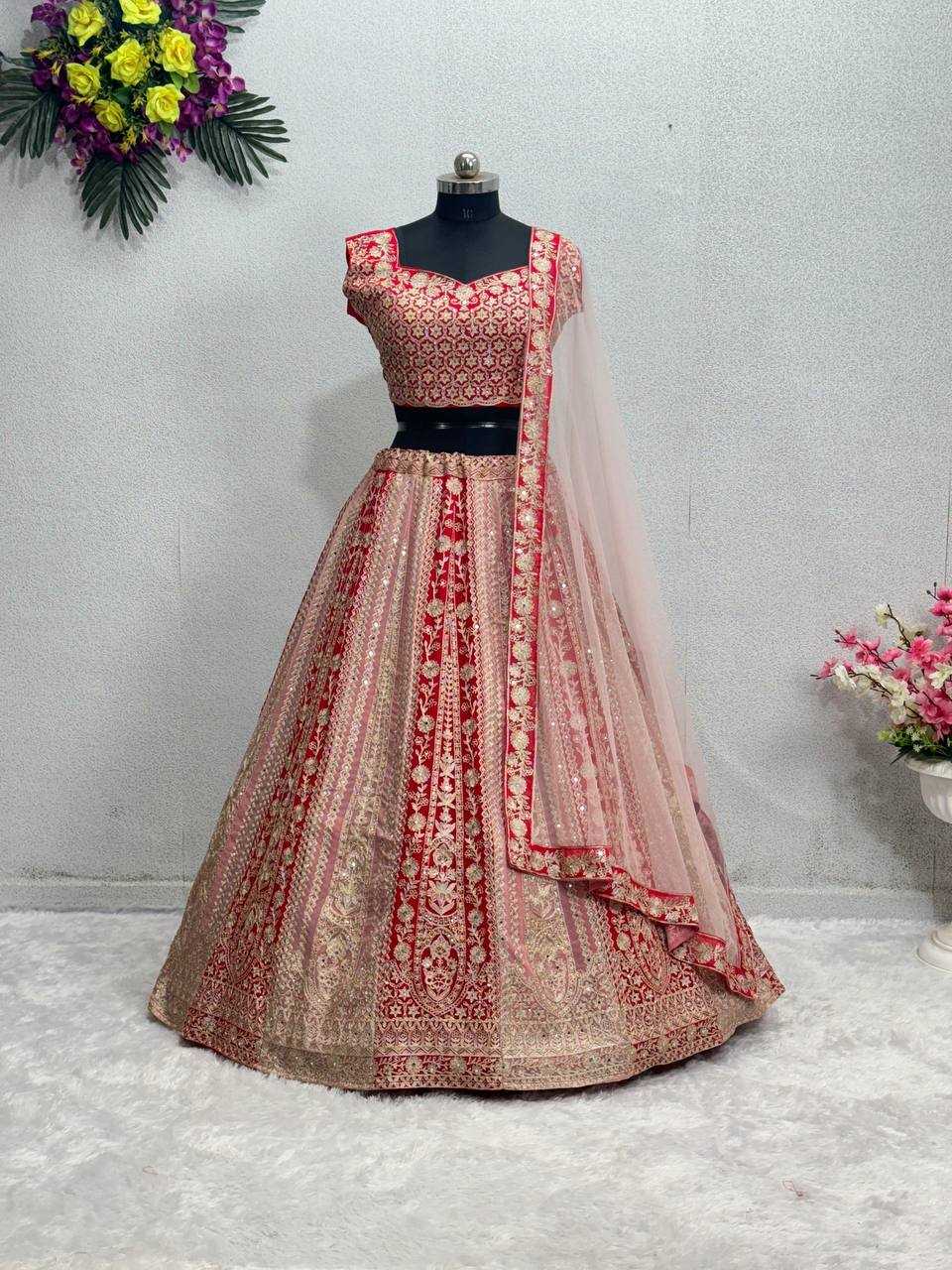 YNF FAUX GEORGETTE KESH138 1016 LEHNGAS WHOLESALE DESIGNER TRADITIONAL EMBROIDERED LEHENGAS  MANUFACTURER