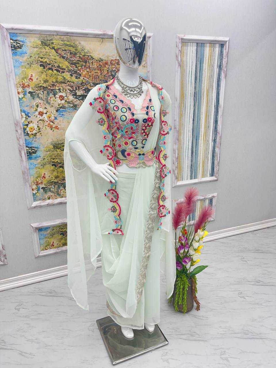 YNF FAUX GEORGETTE KESH141 1036 SUITS & DRESSES WHOLESALE INDO WESTERN EMBROIDERY PALAZZO GEORGETTE LADIES PARTY WEAR SUITS MANUFACTURER 