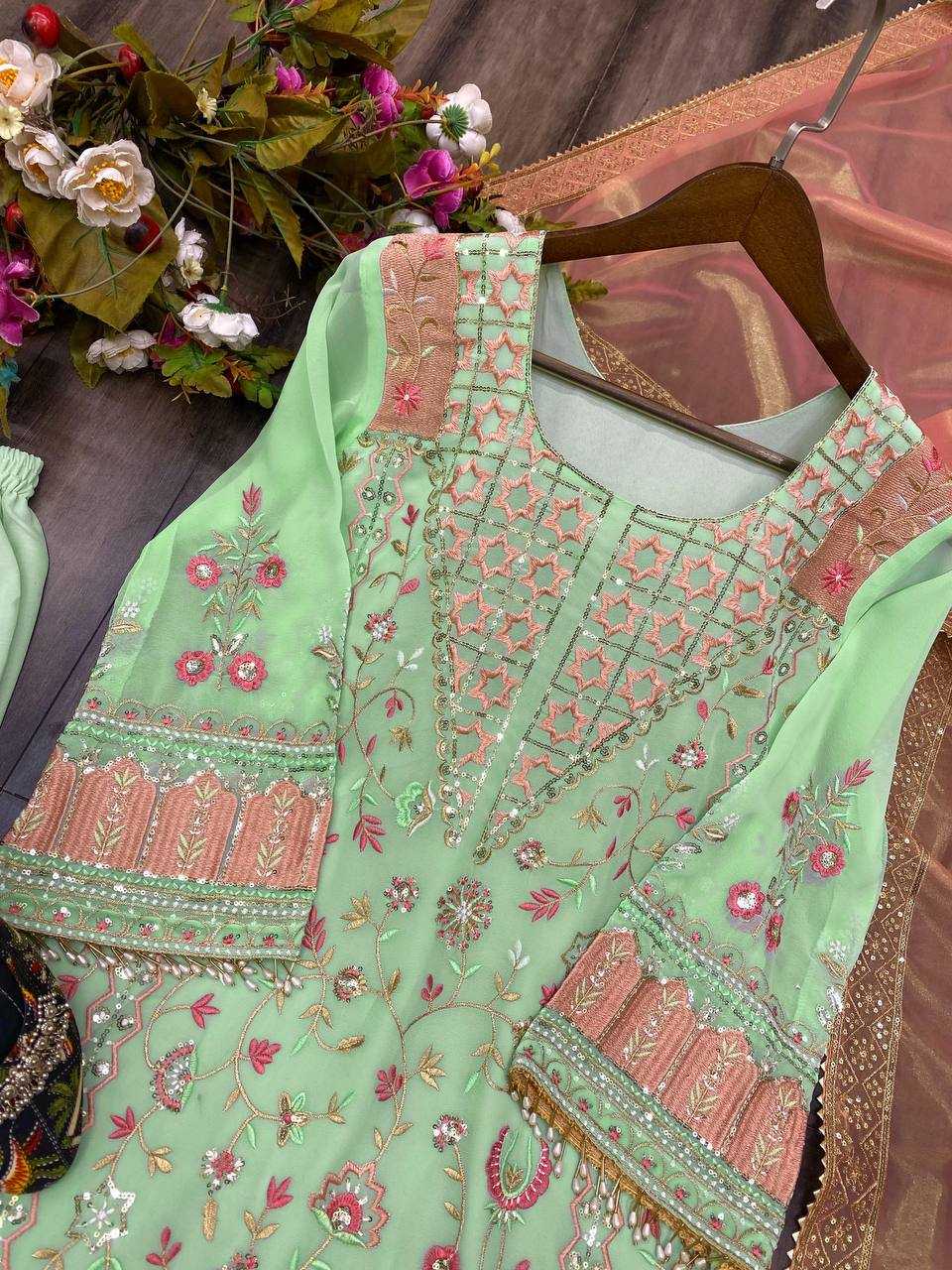 YNF FAUX GEORGETTE RIN110 222 SUITS & DRESSES WHOLESALE EMBROIDERY GEORGETTE PARTY WEAR WEDDING SUITS MANUFACTURER