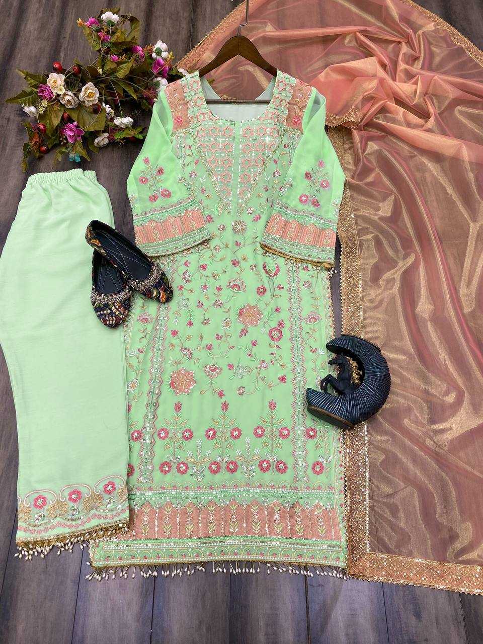 YNF FAUX GEORGETTE RIN110 222 SUITS & DRESSES WHOLESALE EMBROIDERY GEORGETTE PARTY WEAR WEDDING SUITS MANUFACTURER