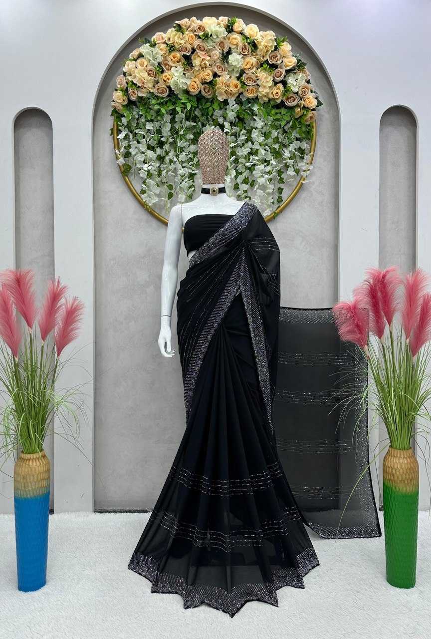 YNF FAUX GEORGETTE RIN133 445 SAREES WHOLESALE DESIGNER PARTY WEAR FANCY GEORGETTE SAREES MANUFACTURER