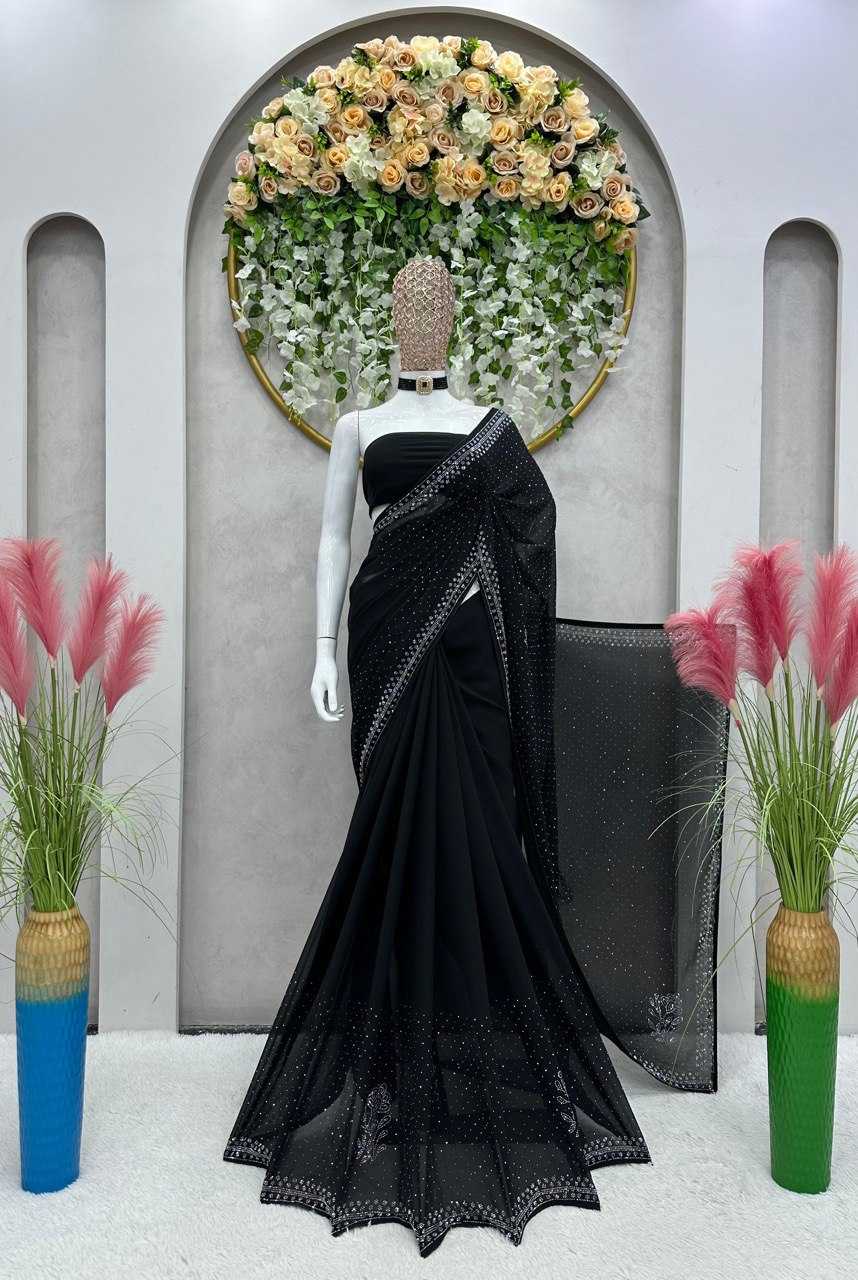 YNF FAUX GEORGETTE RIN133 445 SAREES WHOLESALE DESIGNER PARTY WEAR FANCY GEORGETTE SAREES MANUFACTURER