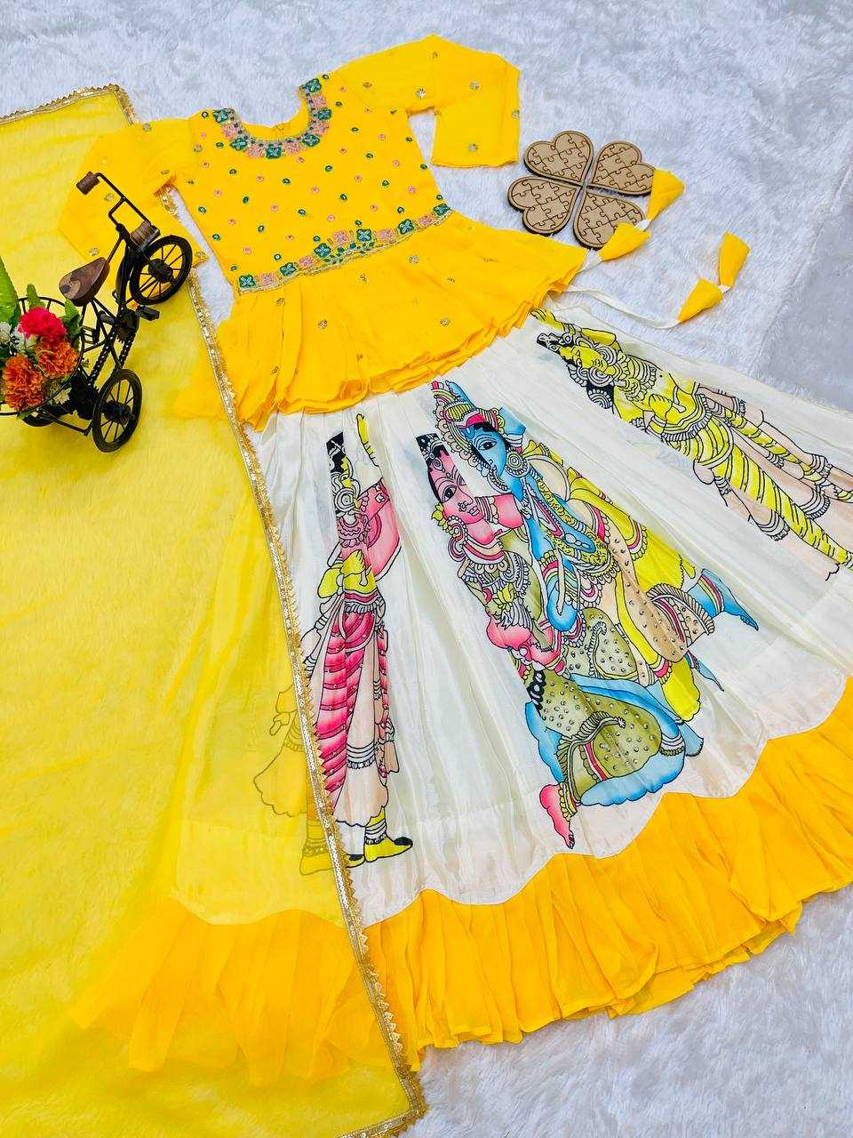 YNF FAUX GEORGETTE RIN154 185 KIDS WEAR WHOLESALE KIDS LEHENGAS MANUFACTURER