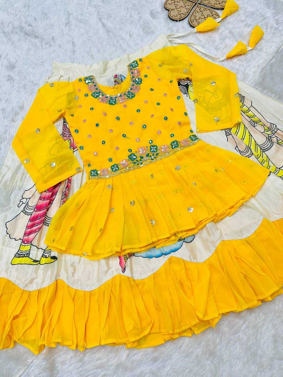 YNF FAUX GEORGETTE RIN154 185 KIDS WEAR WHOLESALE KIDS LEHENGAS MANUFACTURER