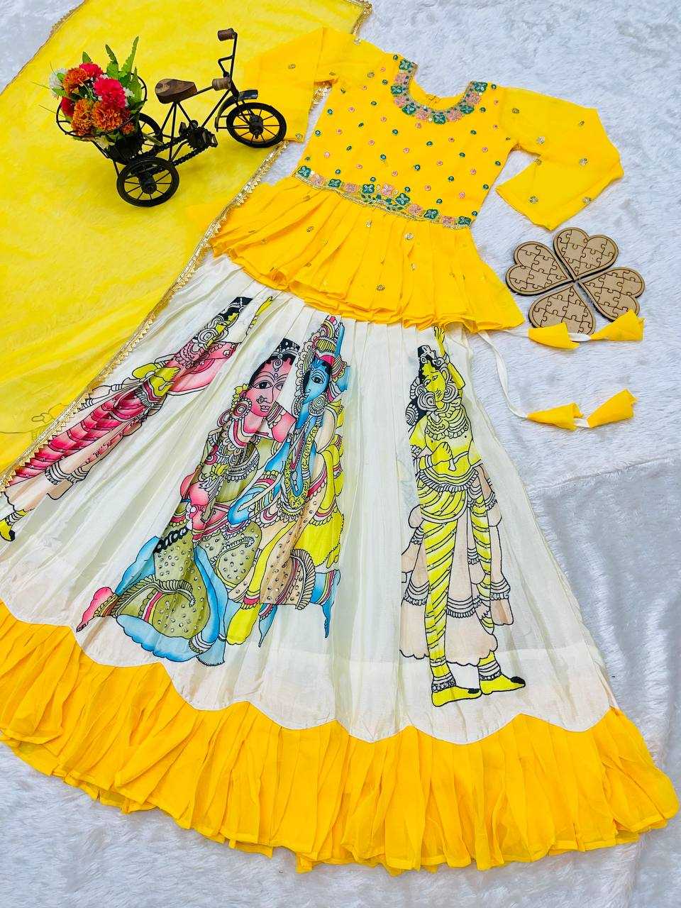 YNF FAUX GEORGETTE RIN154 185 KIDS WEAR WHOLESALE KIDS LEHENGAS MANUFACTURER