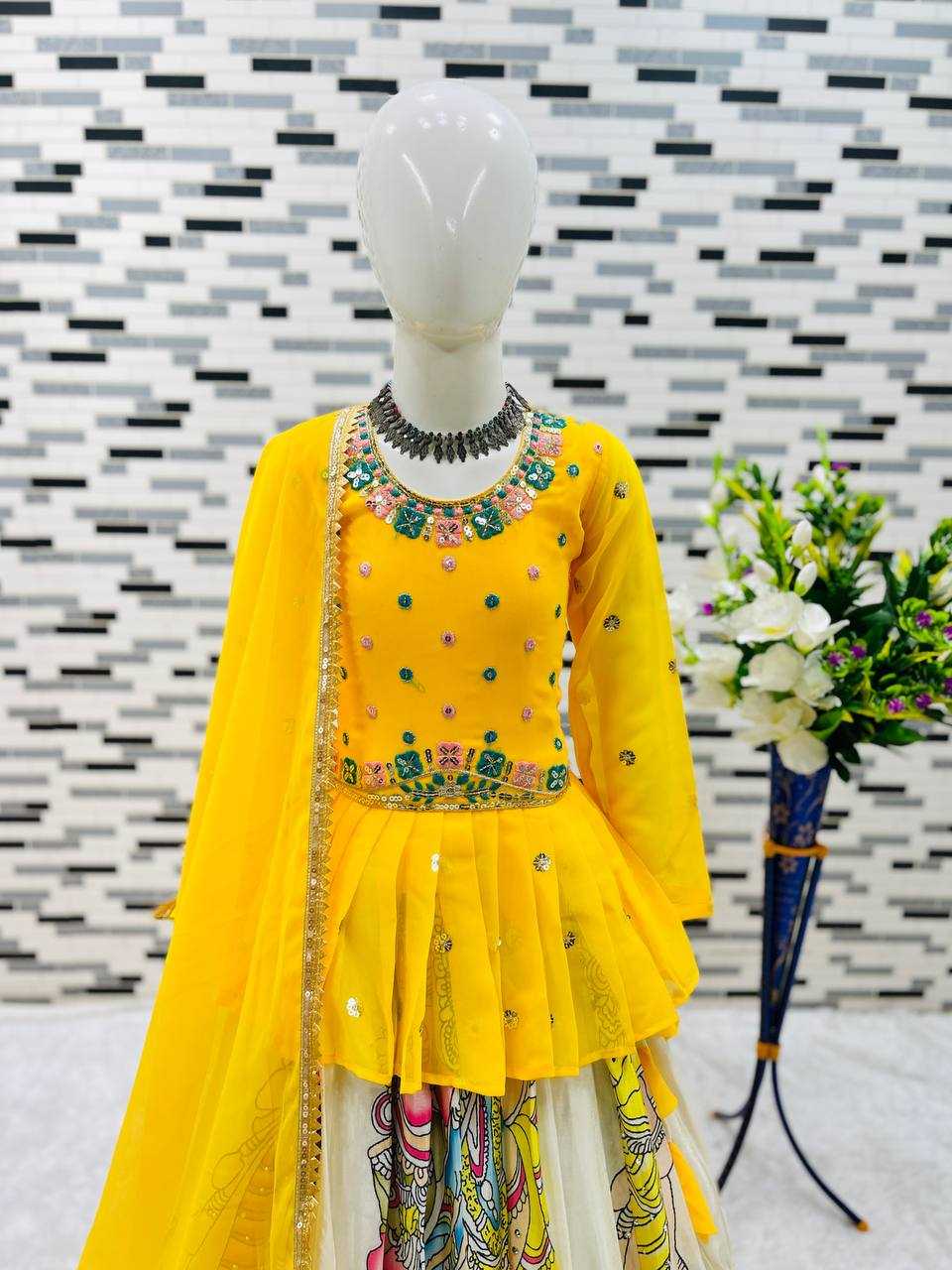 YNF FAUX GEORGETTE RIN154 185 KIDS WEAR WHOLESALE KIDS LEHENGAS MANUFACTURER