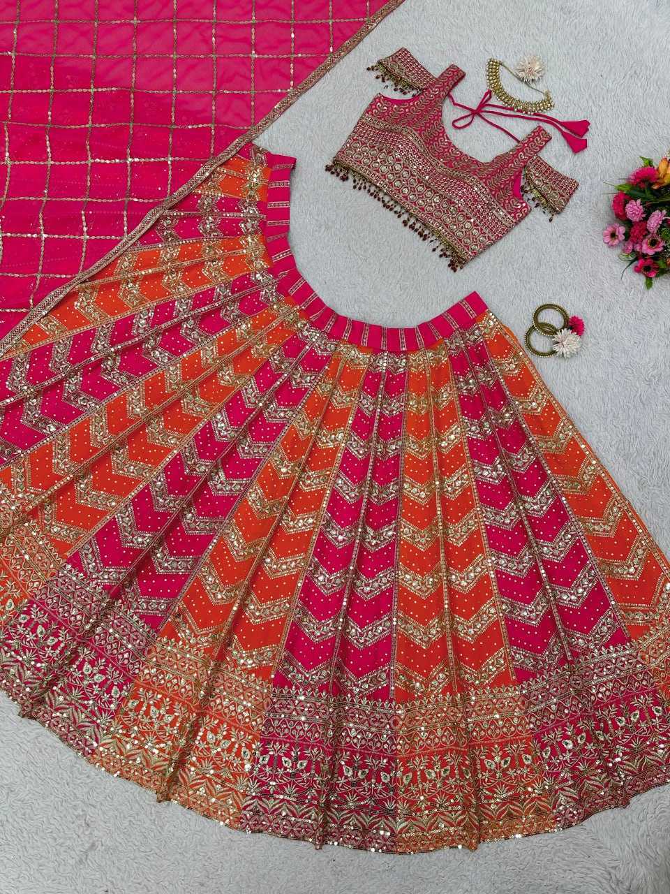 YNF FAUX GEORGETTE RIN162 189 LEHENGAS WHOLESALE DESIGNER TRADITIONAL EMBROIDERED WEDDIGN LEHENGAS MANUFACTURER