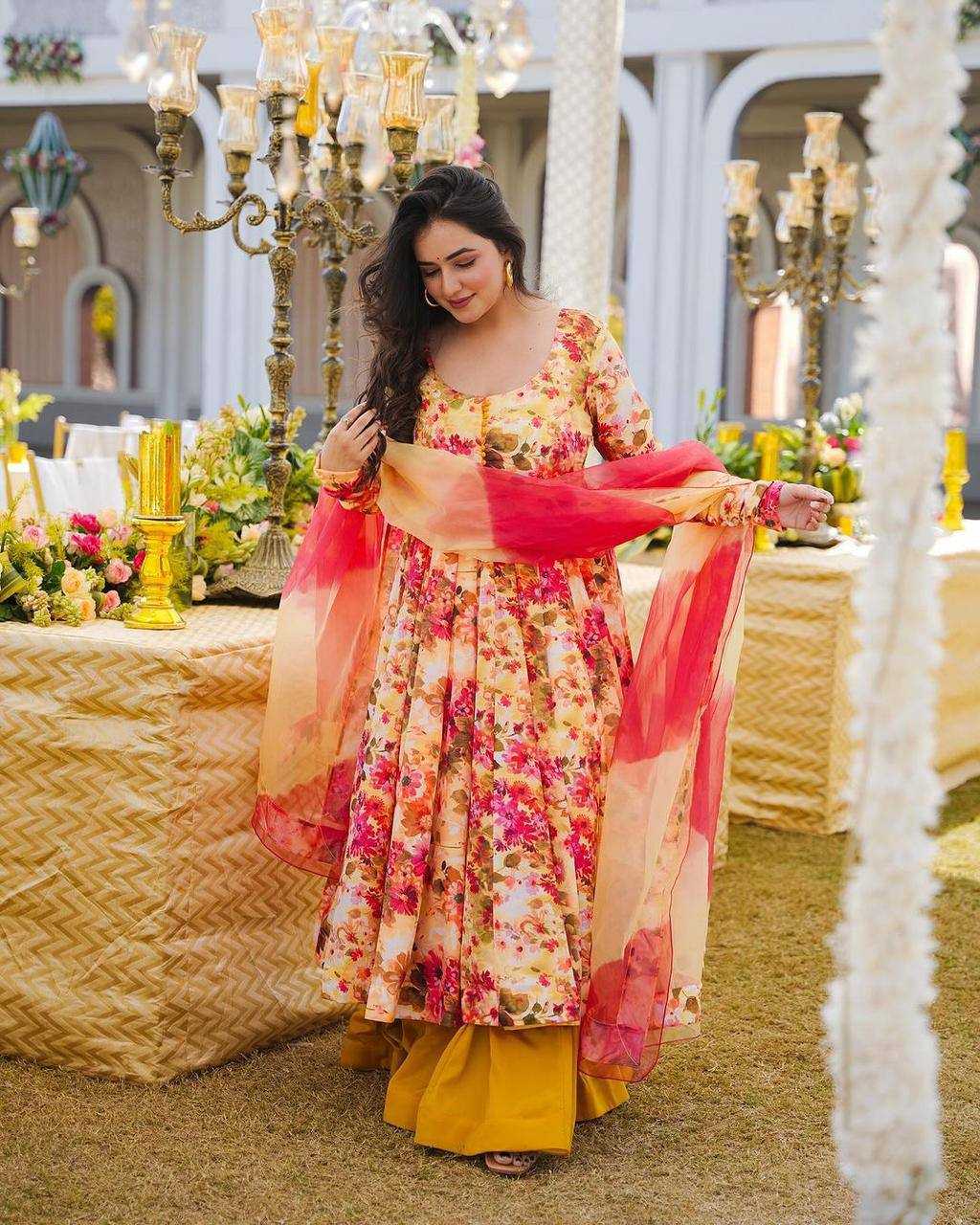 YNF GEORGETTE KESH149 1222 GOWNS WHOLESALE PRINTED FANCY ANARKALI LONG GEORGETTE GOWNS MANUFACTURER