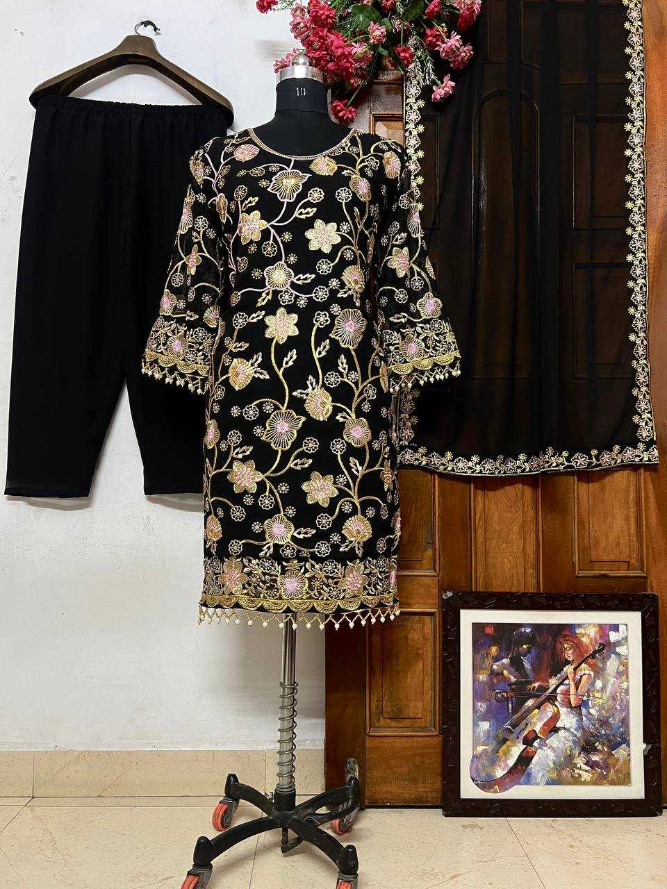 YNF GEORGETTE KESH149 1233 SUITS & DRESSES WHOLESALE LADIES PALAZZO EMBROIDERED PAKISTANI GEORGETTE SUITS MANUFACTURER