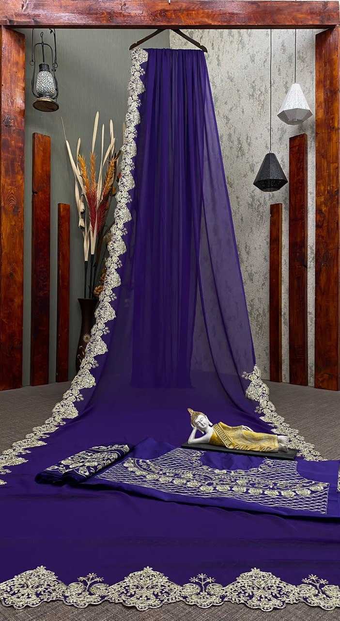 YNF GEORGETTE RIN141 1598 SAREES WHOLESALE GEORGETTE SEQUENCE EMBROIDERED LACE BORDER MADHURI DIXIT CUTWORK SAREES MANUFACTURER