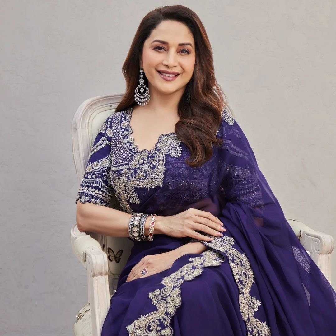 YNF GEORGETTE RIN141 1598 SAREES WHOLESALE GEORGETTE SEQUENCE EMBROIDERED LACE BORDER MADHURI DIXIT CUTWORK SAREES MANUFACTURER