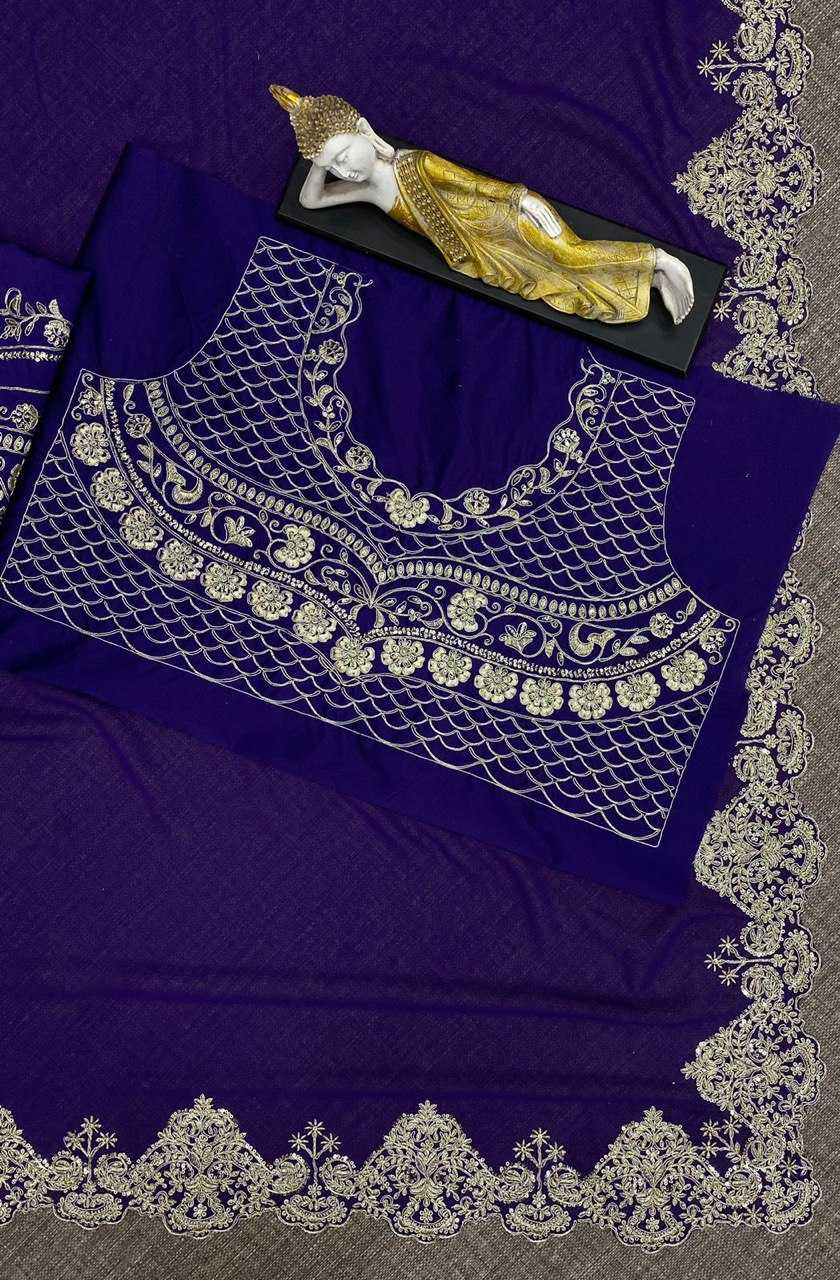 YNF GEORGETTE RIN141 1598 SAREES WHOLESALE GEORGETTE SEQUENCE EMBROIDERED LACE BORDER MADHURI DIXIT CUTWORK SAREES MANUFACTURER